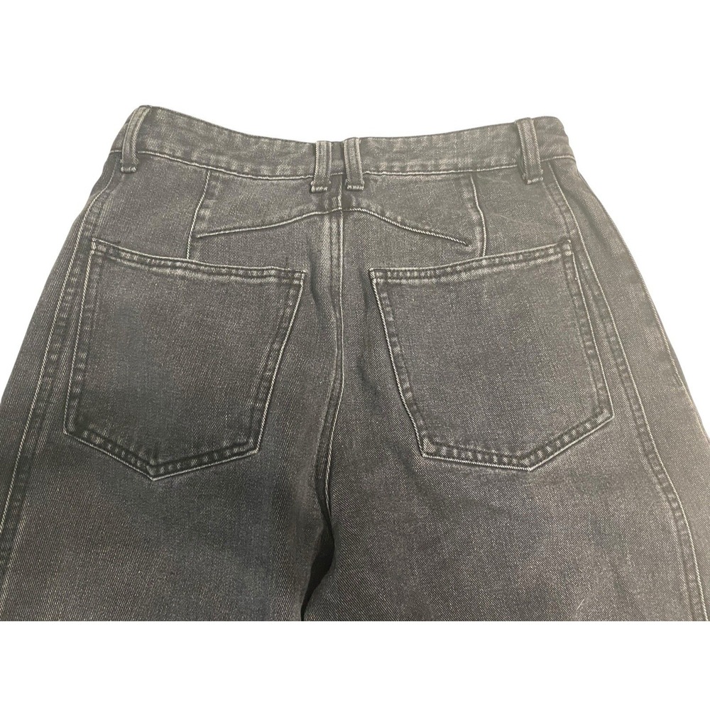 Women's Barrel Leg Jeans M Medium Black High Rise Cropped Balloon Seam Detail - Picture 7 of 9
